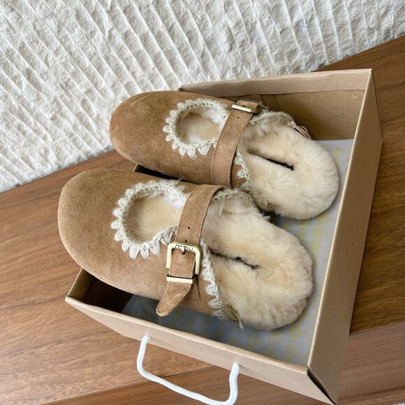Mou Shoes - Mou Mary Jane Backless Wool Slippers